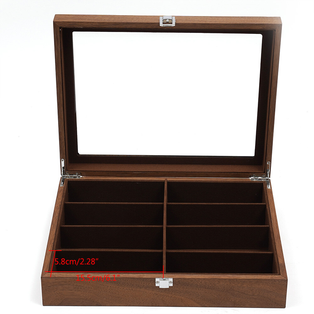 Eyeglass Box Sunglasses Display Box Glasses Case Storage 8-Bits Case Walnut Gift