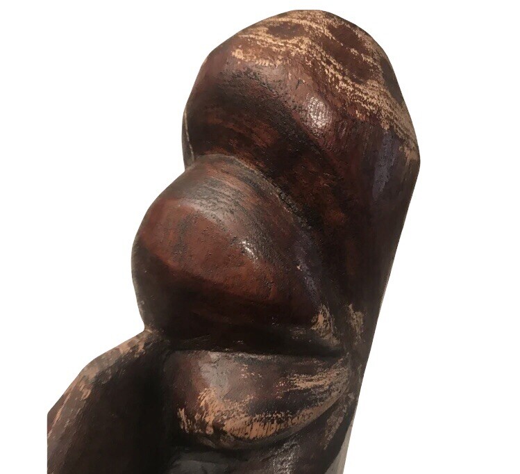 African Wood Carved Sculpture Dark Cherry Heavy Wood