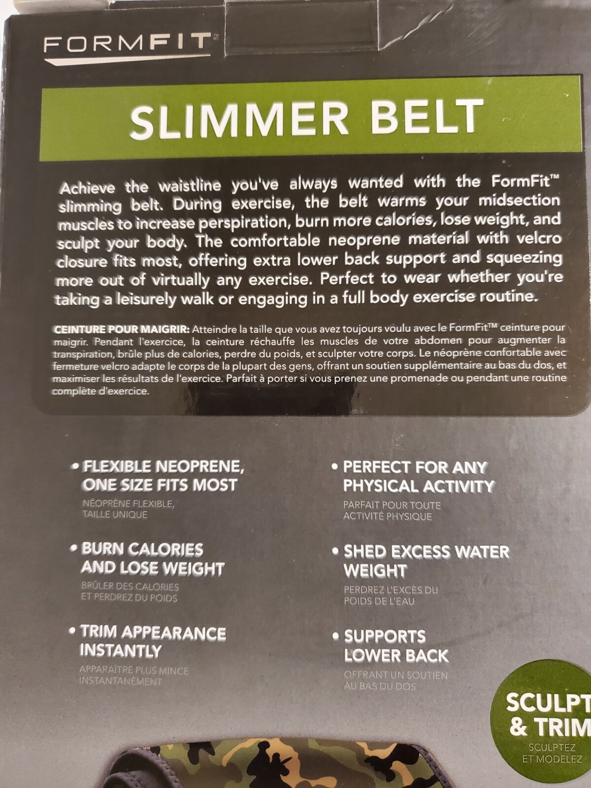 FormFit Slimmer Belt - 8" or 10" Wide - Scult & Shape - Color Camouflage Green