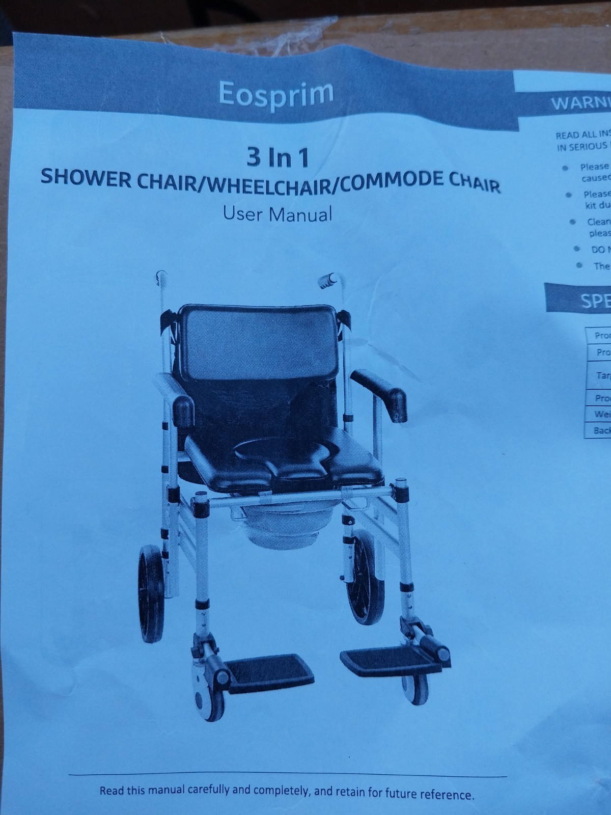 Eosprim Rolling Shower Chair with Arms 3-in-1 Bedside Commode with Wheels 350lb