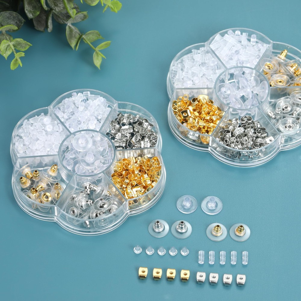 Nkwuire 7 Styles 500PCS Earring Backs for Studs, Clear Plastic Hypoallergenic...