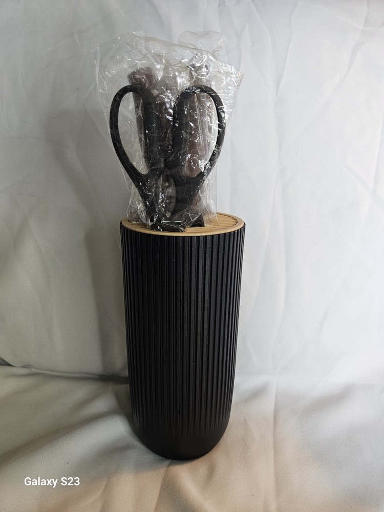 5pc Knife Set With Storage Black