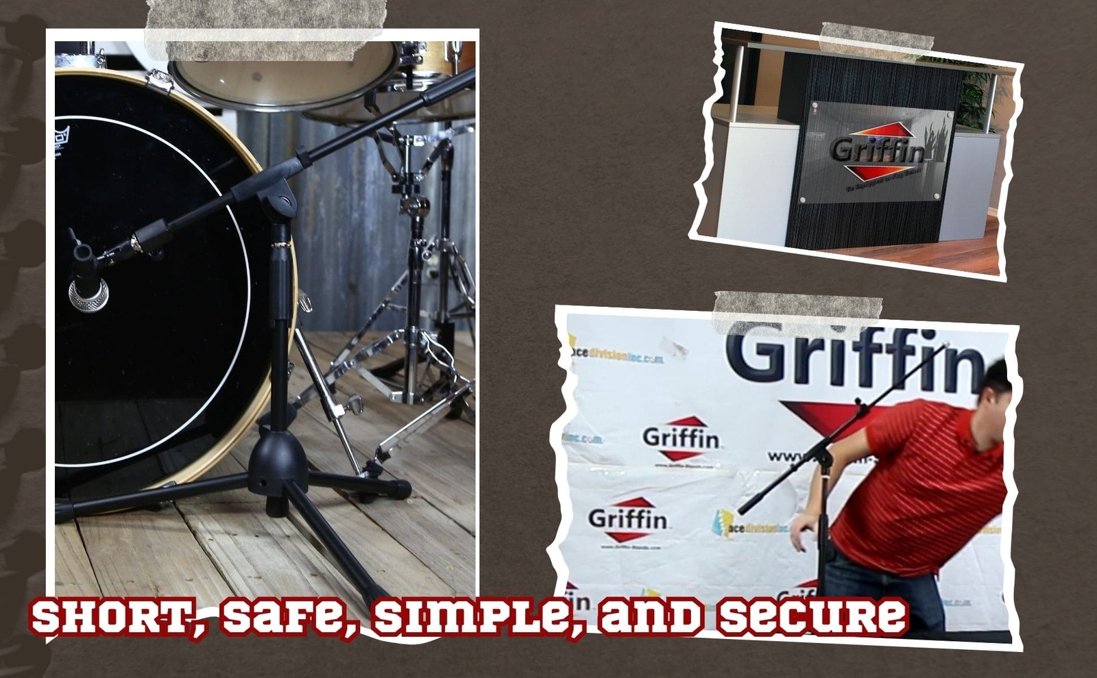 GRIFFIN Short Microphone Boom Stand | Small Low Mic Holder Guitar Amp Mount Drum