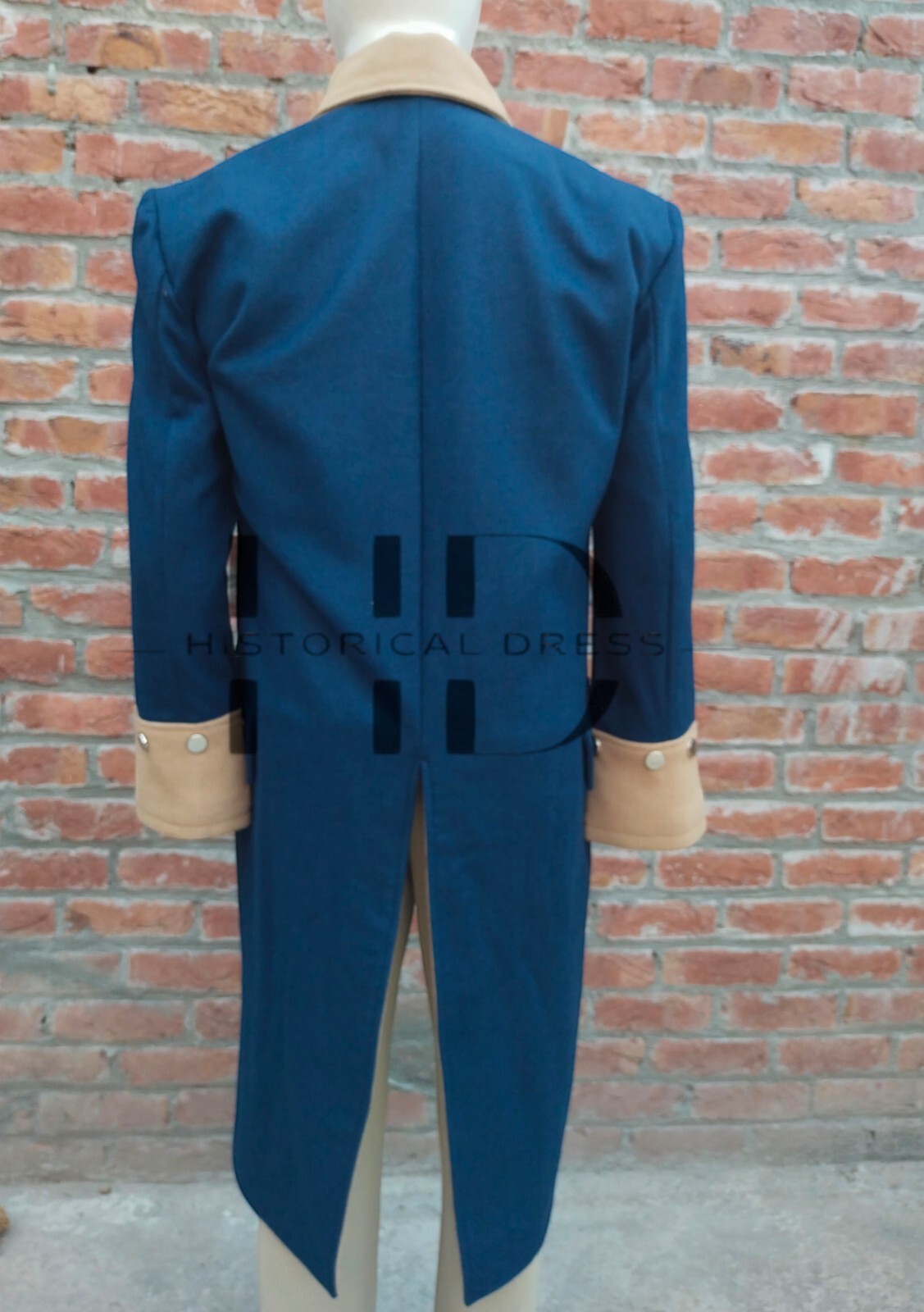 Revolutionary War Uniform Officer Regimental Navy Blue Men's American Coat+Waist