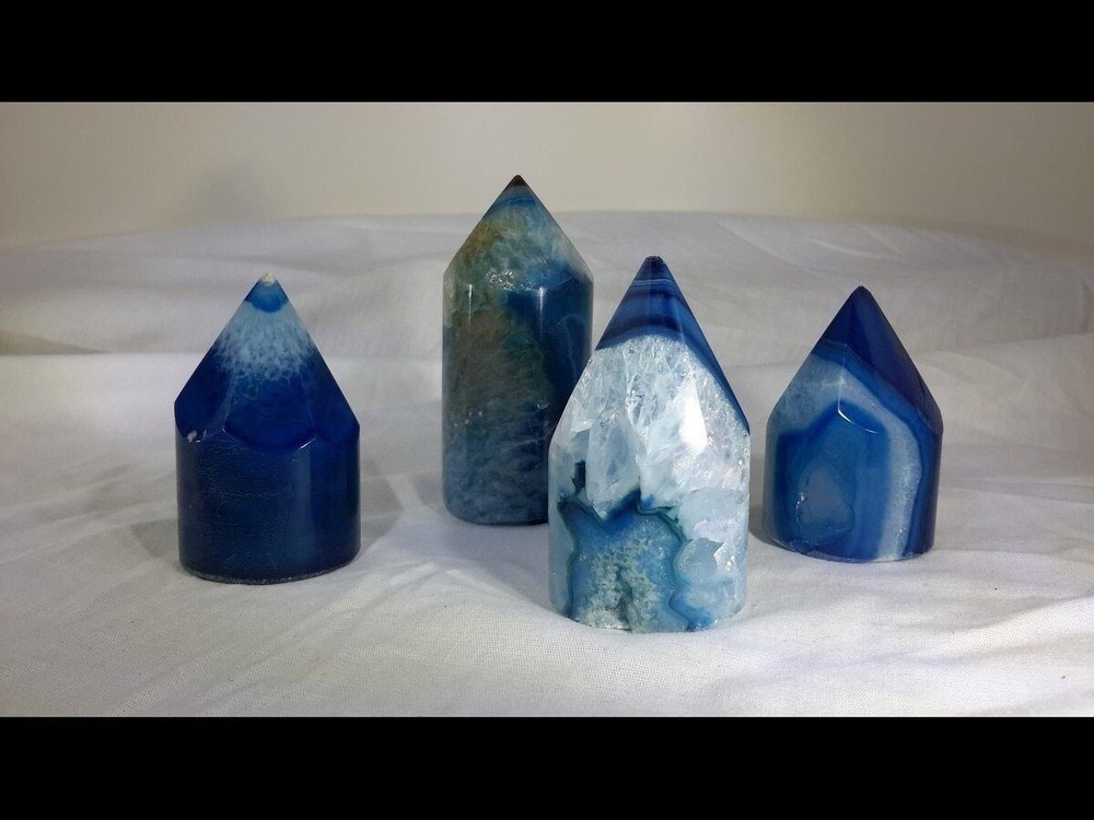 Hand Crafted Polished Blue Agate Cylindrical Crystal Point - Grab Bag