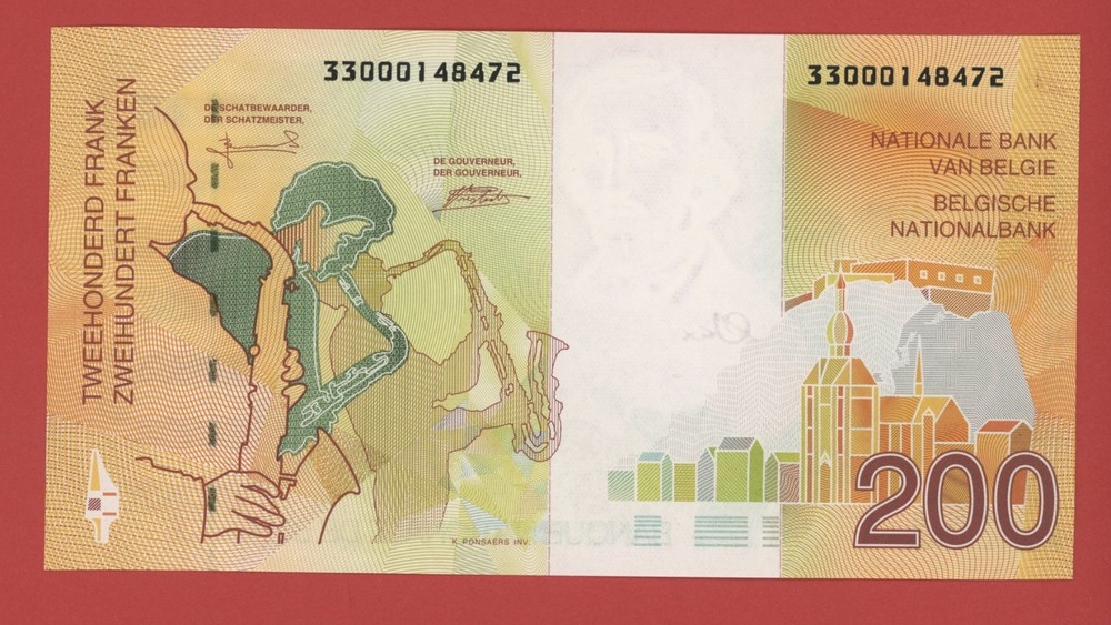 BELGIUM 200 FRANCS ( 1995 ) PICK # 148 UNC.