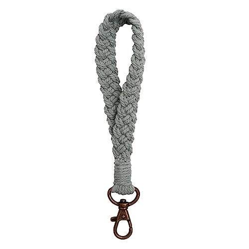 XGALBLA Soft Macrame Keychain Boho Handmade Wristlet Style 1- Deep Grey