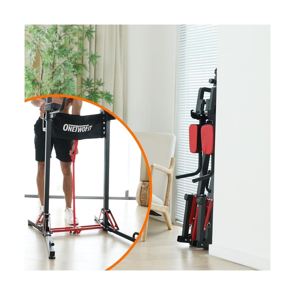 ONETWOFIT Foldable Power Tower Pull Up Bar Station, Multi-Function Adjustable...
