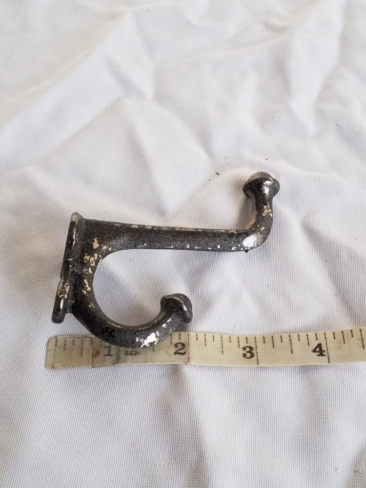 Vintage Hardware Pair Coat/ Hat Hook Matched Set Distressed Original 3.5" Hooks