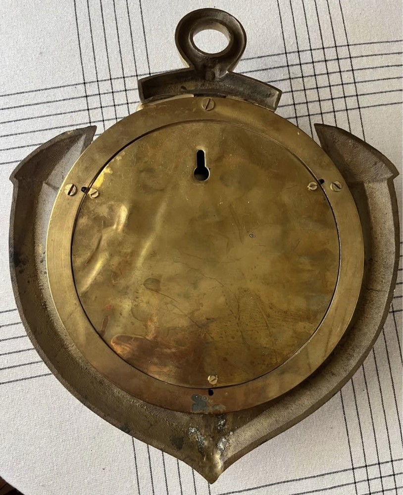Vintage solid brass sailors clock anchor nautical navy