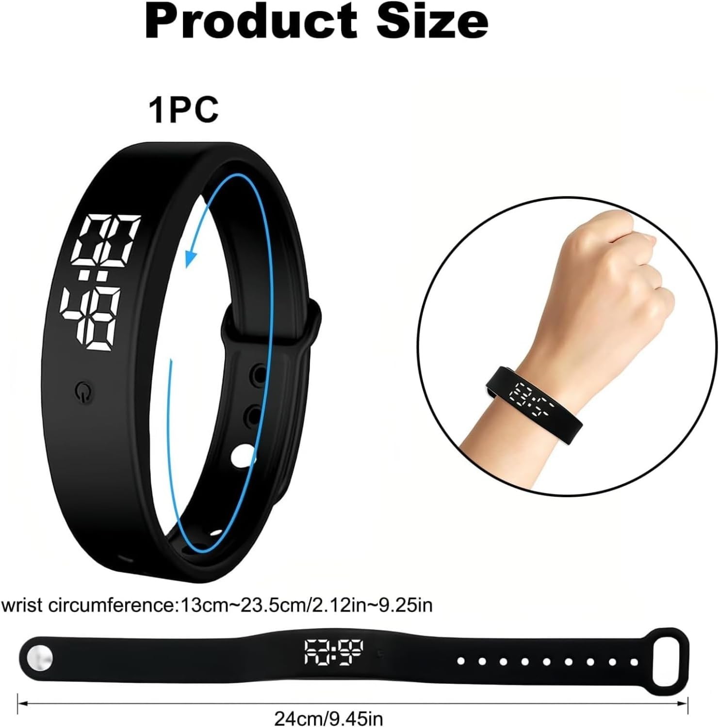 Vibrating Alarm Wristband Deaf People Watch Band Fit Sleeps Rise Silent Shock Cl