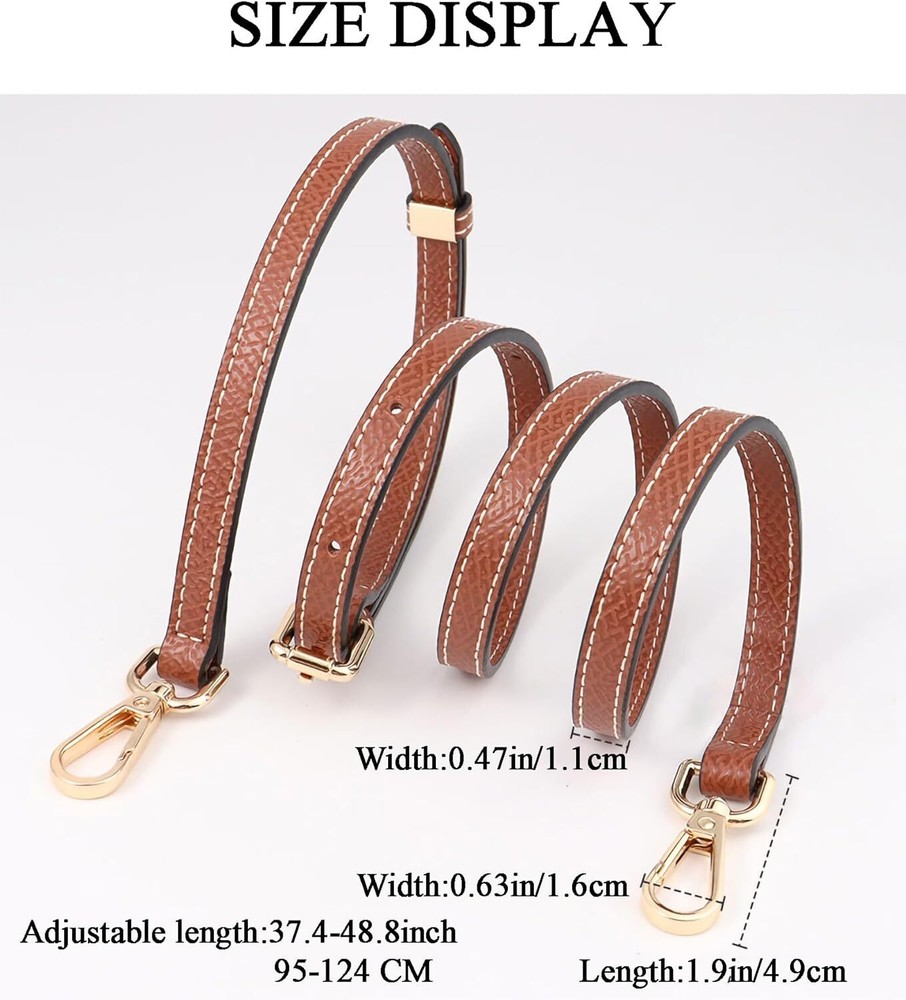 Vachetta Leather Replacement Crossbody Handbag Strap Adjustable Brown