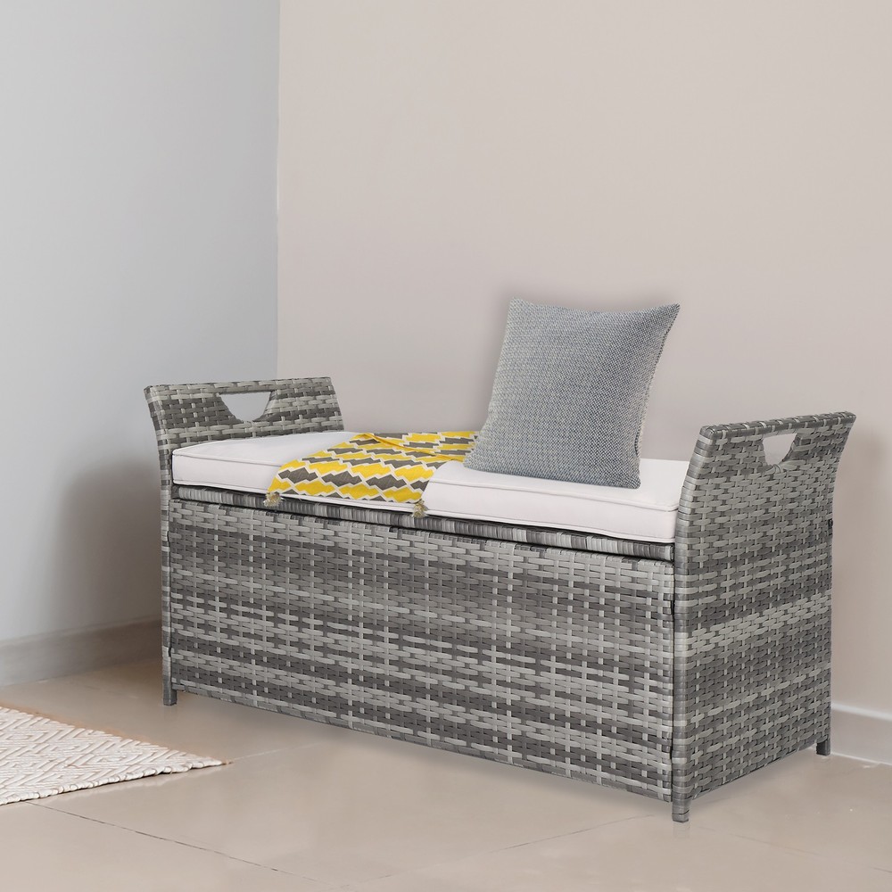 Iron Frame Can Accommodate Gray Gradient Footstool Locker Rattan Locker