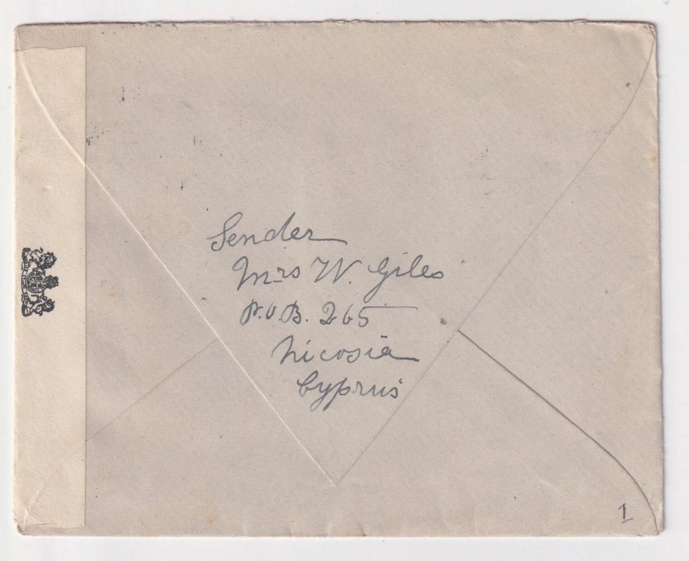 WW2 Nicosia CYPRUS Opened By censor 1941 Cover PASSED CENSOR