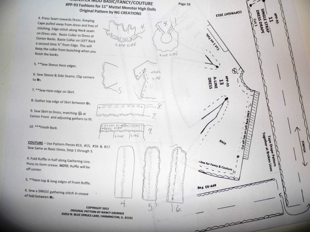NG Creations Pattern #4 Sew Nine Dresses Basic - Couture fits Monster High Dolls