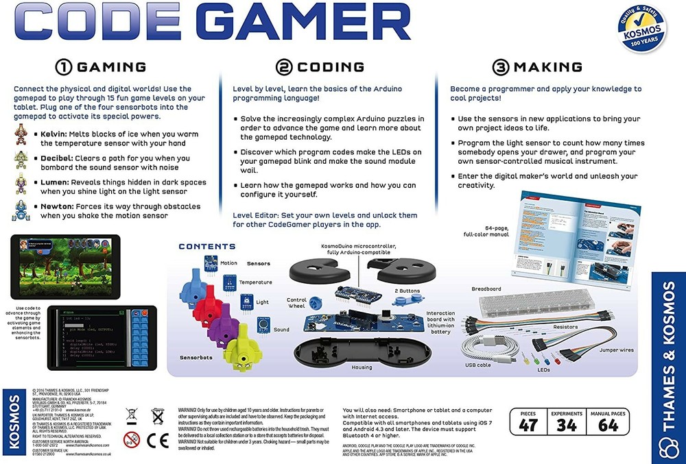 Thames & Kosmos Code Gamer with KosmoBits Arduino Coding Game and Workshop New