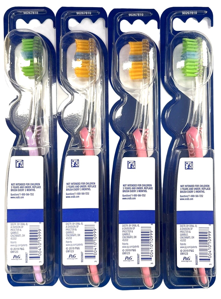 ORAL-B Toothbrushes INDICATOR Color MEDIUM ( 4 Brushes ) Colors WILL Vary