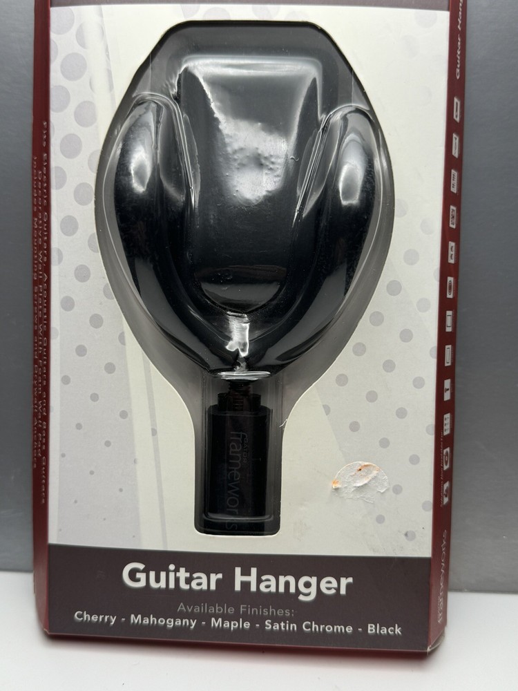 Gator Frameworks Wall Mounted Guitar Hanger w Black Mounting Plate;Fits Both