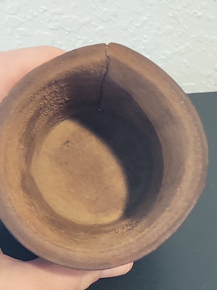 Ornate Handmade Leather Dice Cup (Brown) No Lining White Thread • Unsigned • 3"