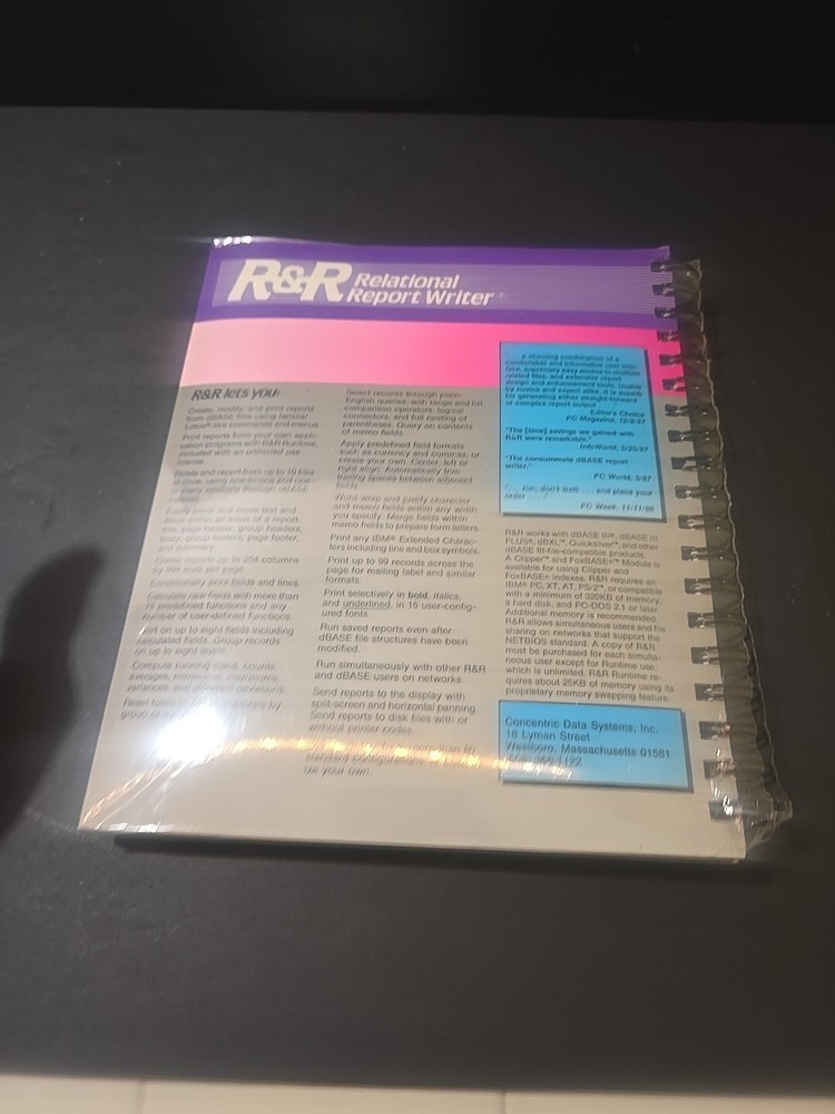 NEW SEALED Concentric Data Systems R&R Relational Report Writer Version 3 dBase