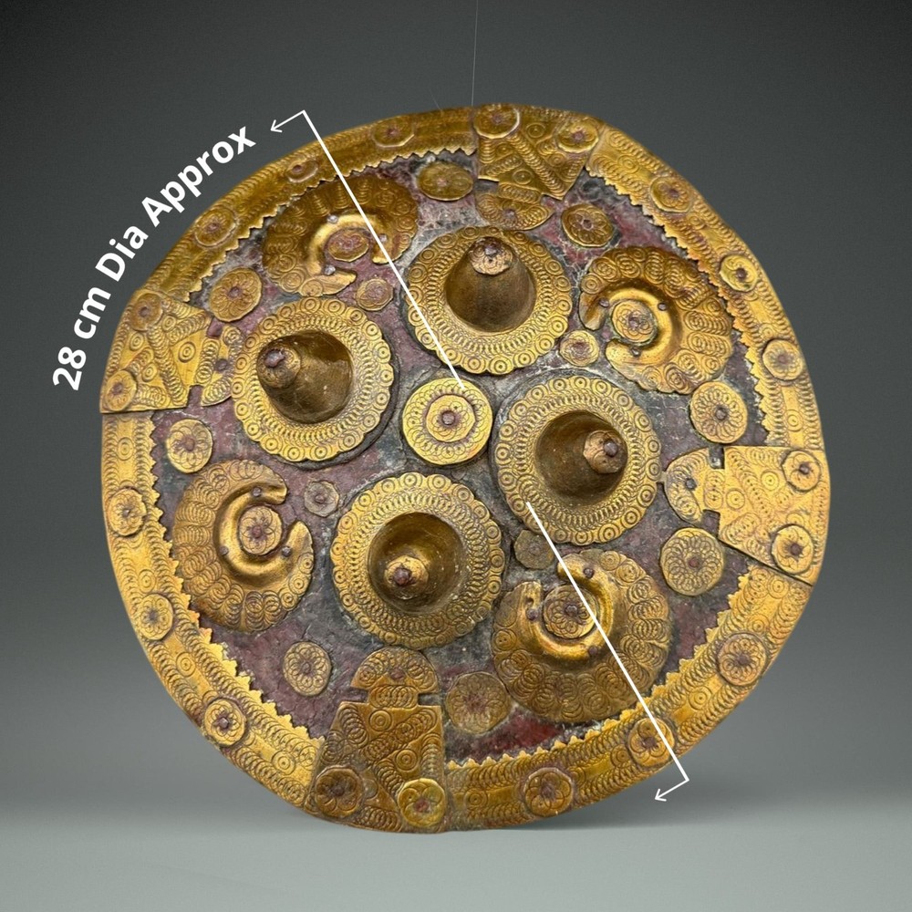 19th C. Baluchi Brass & Hide Shield, Baluchistan, Middle Eastern Indian Shield