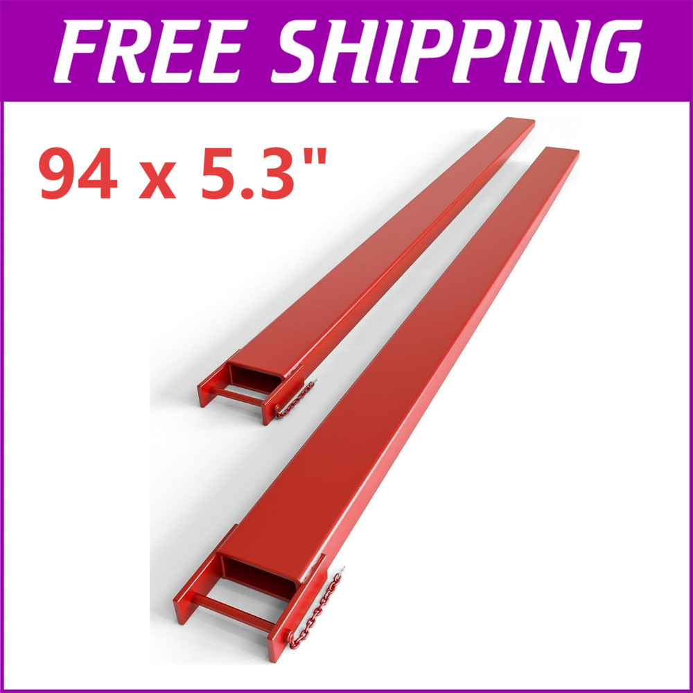 2 PC 94" X 5.3" Forklift Pallet Extensions 5500LB Heavy Duty Fork Extensions