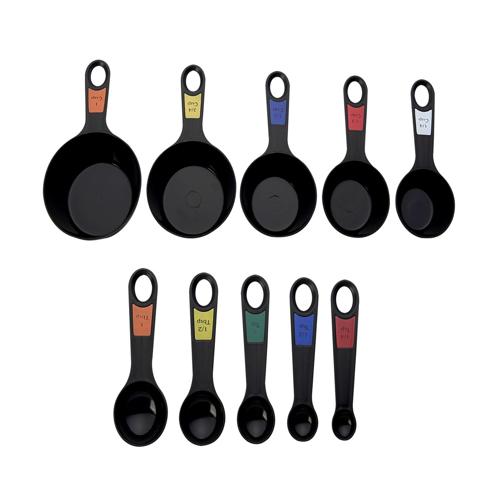 Professional 10 Piece Plastic Nesting Measuring Cup and Spoon Set