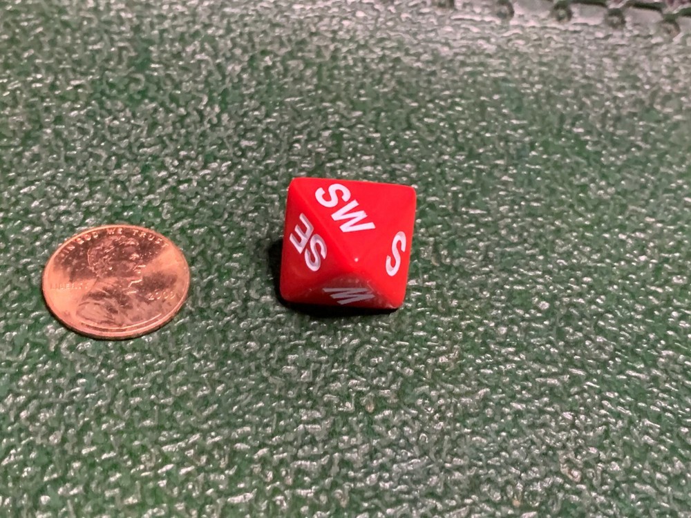 Compass Dice Direction Die D8 (Eight Sided) Tabletop RPG Gaming Red with White
