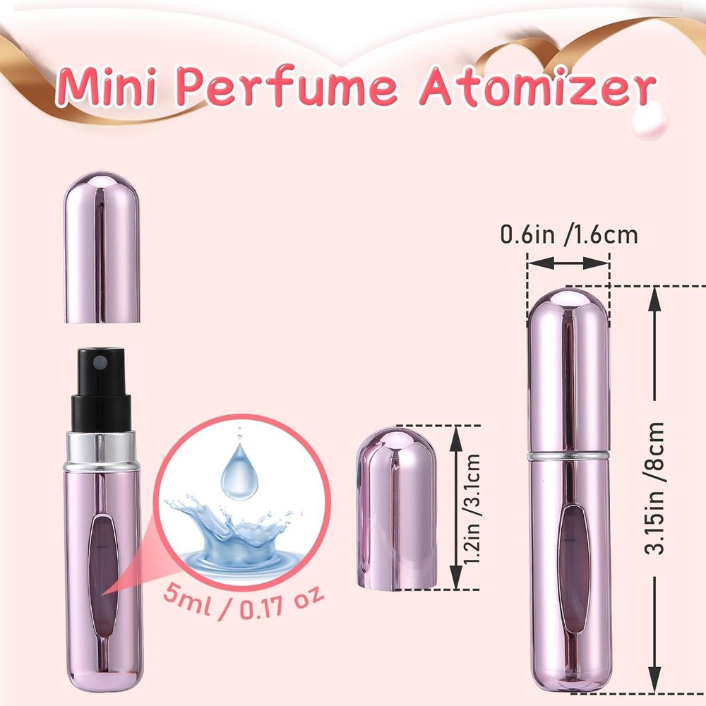 6pcs Mini Perfume Travel Refillable Bottles-5ml Portable Atomizer Sprayer,Empty