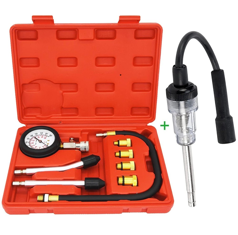 Cylinder Compression Tester Kit and Spark Plug Tester Tool Fit for Automotive Ca
