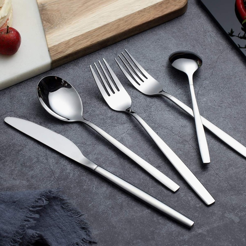 Berglander Flatware Set 20 Pieces, Stainless Steel Flatware Set, Silverware S...