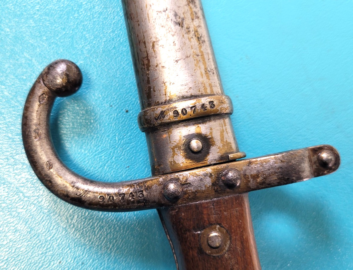 French Military Model 1874 Gras Rifle Bayonet Sword + Match S/N# Scabbard TR1033