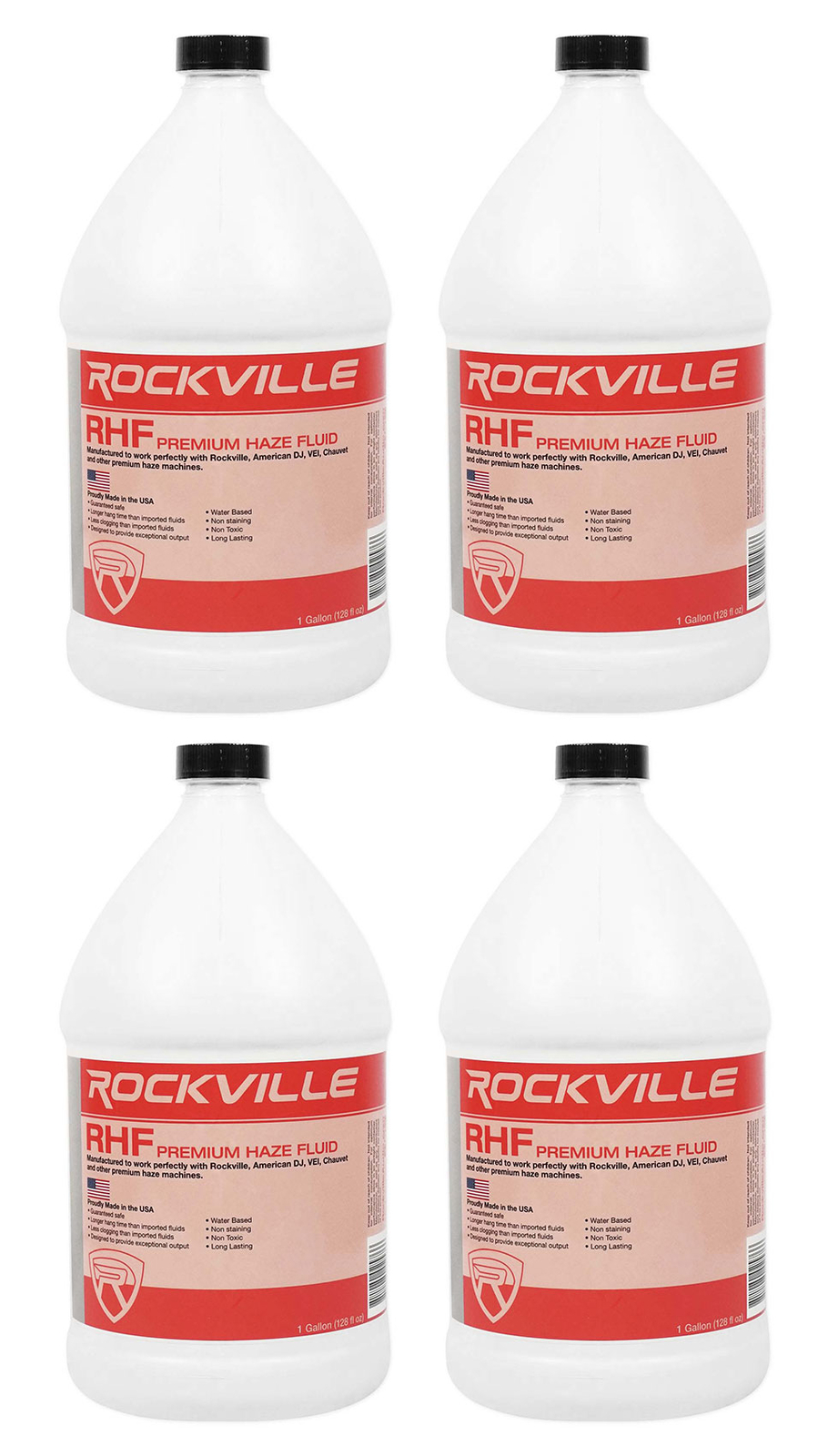 (4) Gallons Rockville RHF Water-Based Haze Machine Fluid Juice No-Clog