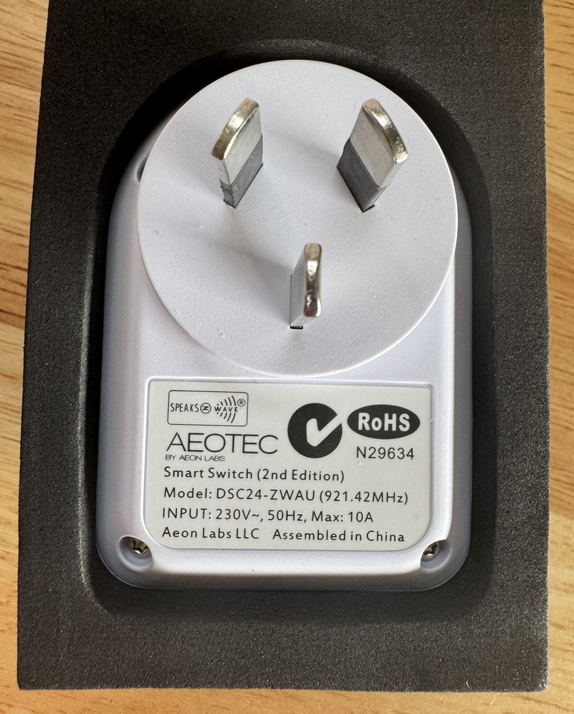 Aeotec Smart Switch 2nd Edition- Model DSC24-ZWAU