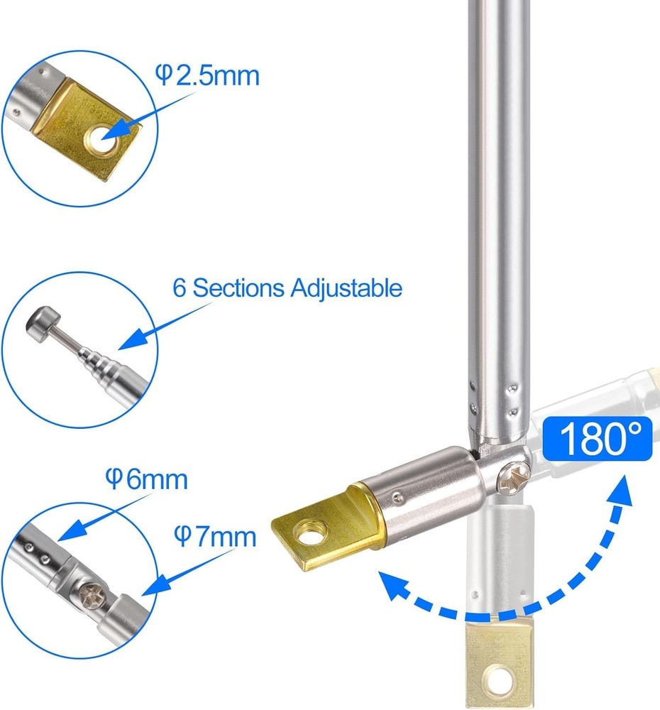 Durable Stainless Steel & Brass 65cm Telescopic Antenna – 2-Pack Replacement Set