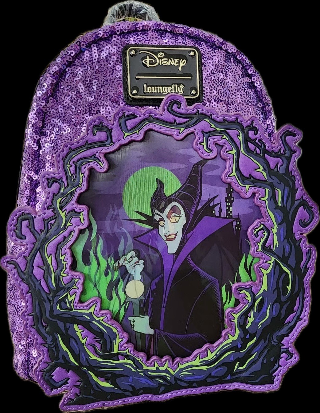 Loungefly Disney Sleeping Beauty Maleficent Dragon Lenticular Sequin UK Backpack