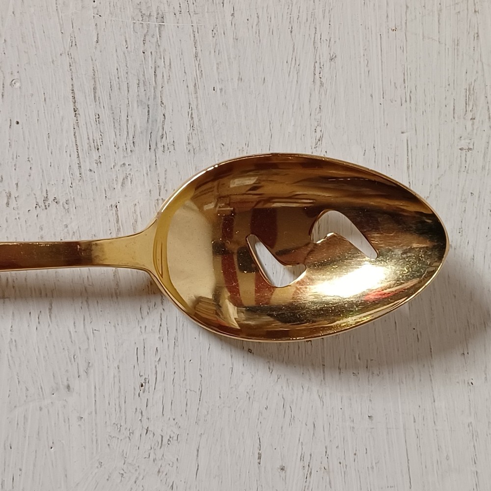 Vtg WM Dalton Marquesa Scroll Gold Plated Serving Fork Spoon