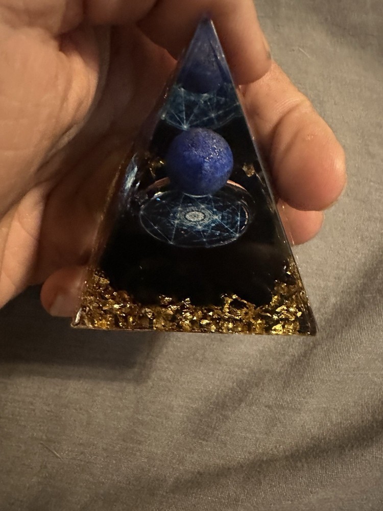 Orgone-Style Resin Pyramid Crystal Healing Decor, Assorted Designs