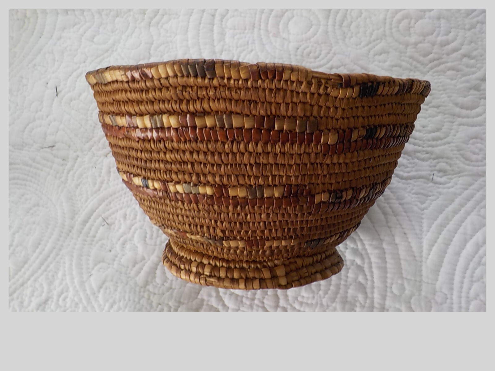 N. Fraser River Salish basket Thompson imbricated antique 7.5"