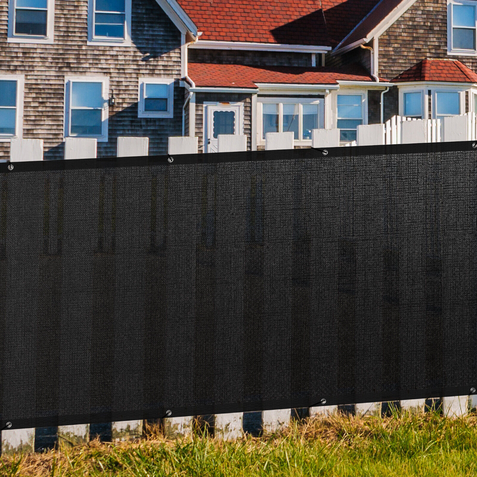 4' 5' 6' 8' Windscreen Privacy Fence Screen Shade Cover Mesh Tarp Garden-Black