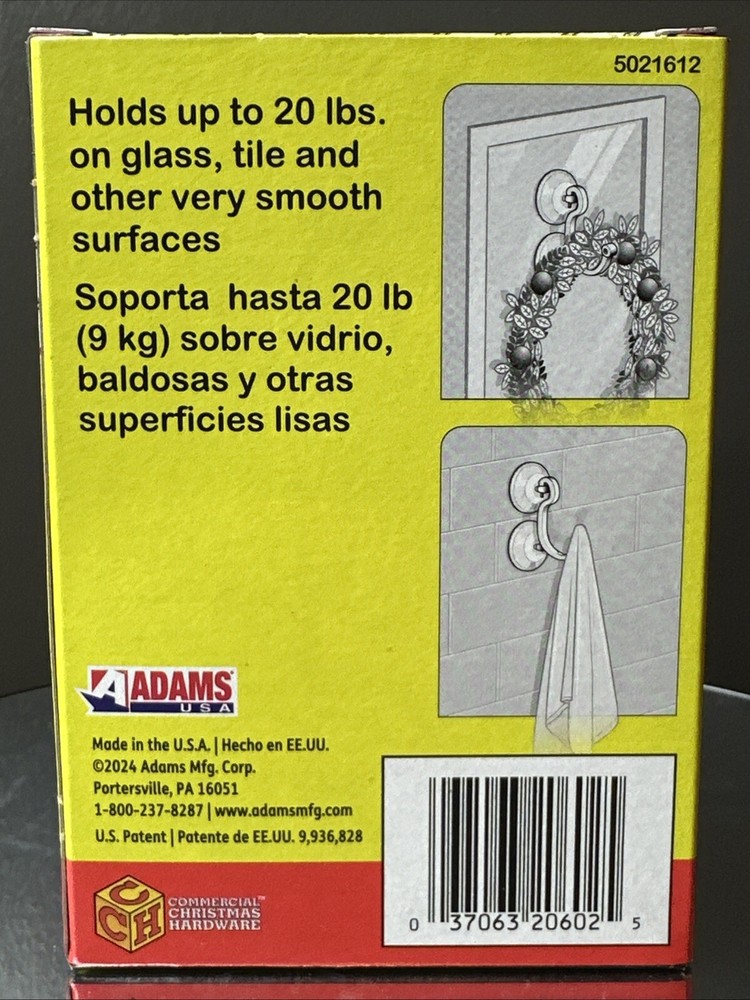 Double Suction 20 Lb Wreath Hook