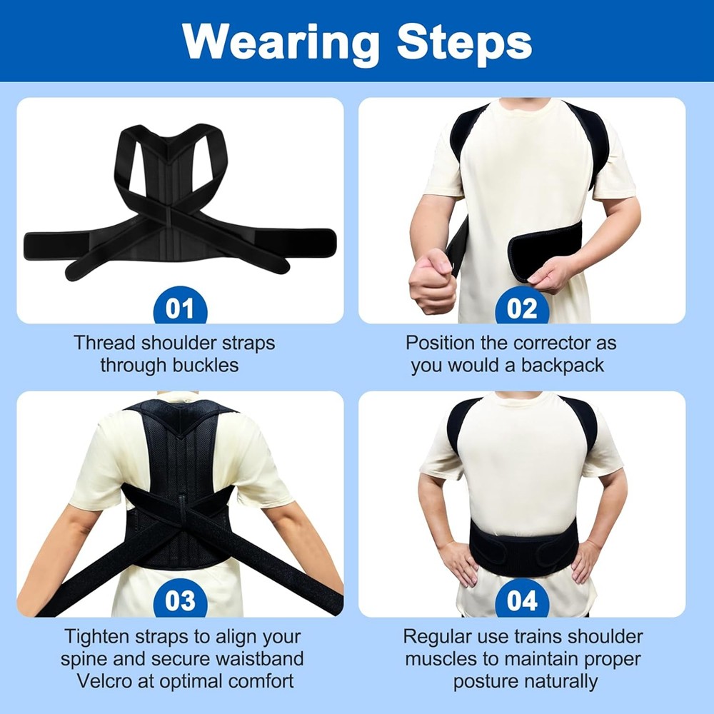 Full Back Straight Brace,Clavicle Support Adjustable Device - Thoracic Kyphosis