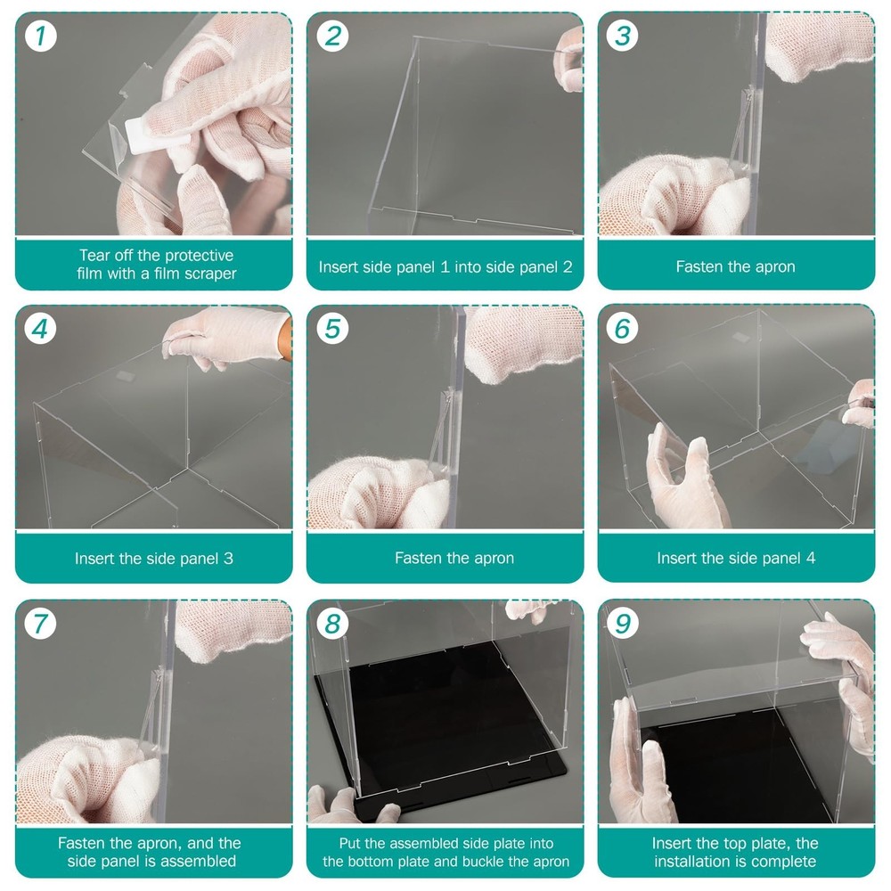 Clear Self-Assembly Acrylic Display Case Transparent Dust Proof Pro... Fast Ship