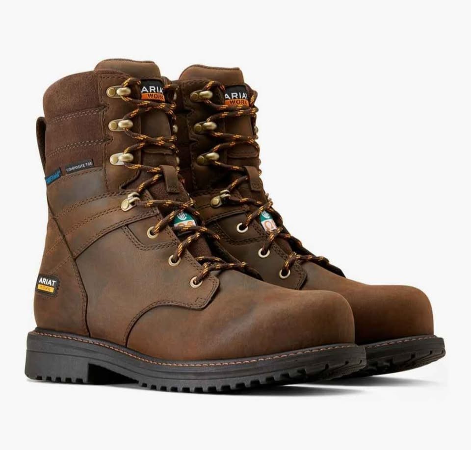 Ariat Men's RigTEK 8" CSA Waterproof Composite Toe Work Boot Brown Size 6.5 EE