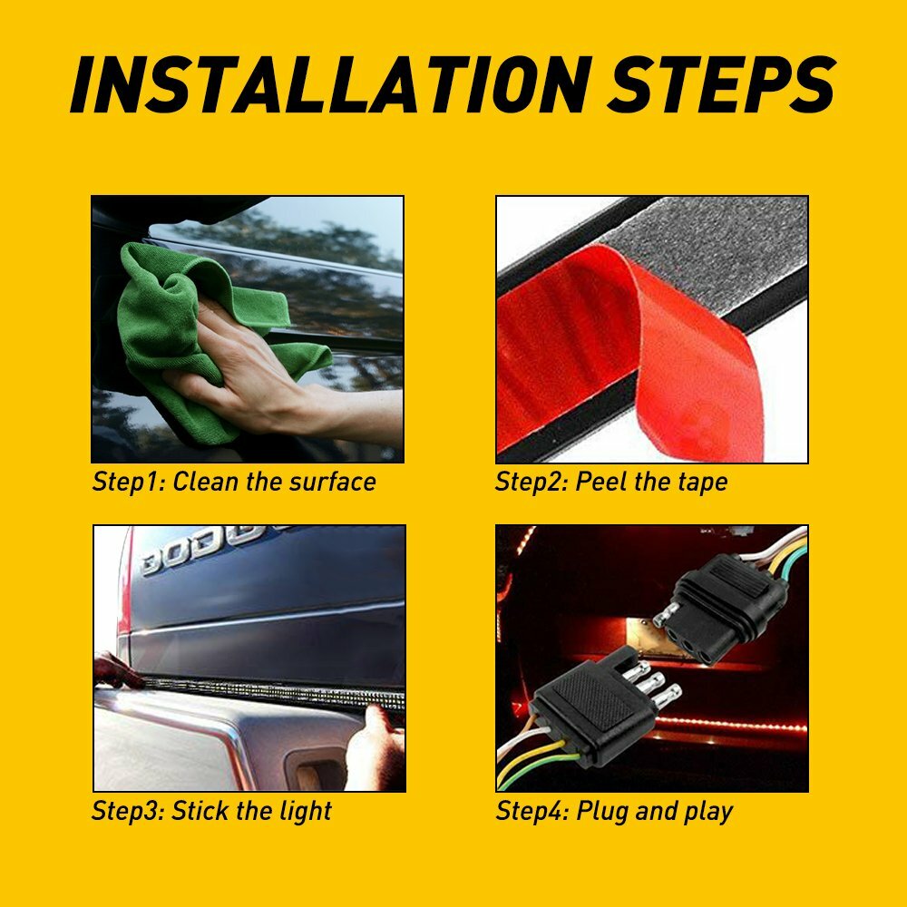 LED Tailgate Light Bar 60" Triple Row 5-Function Strip for Pickup Trailer SUV