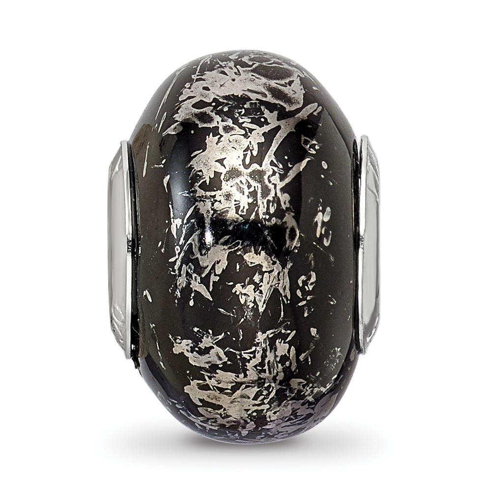 Silver Reflections Black w/Platinum Foil Ceramic Bead QRS2336