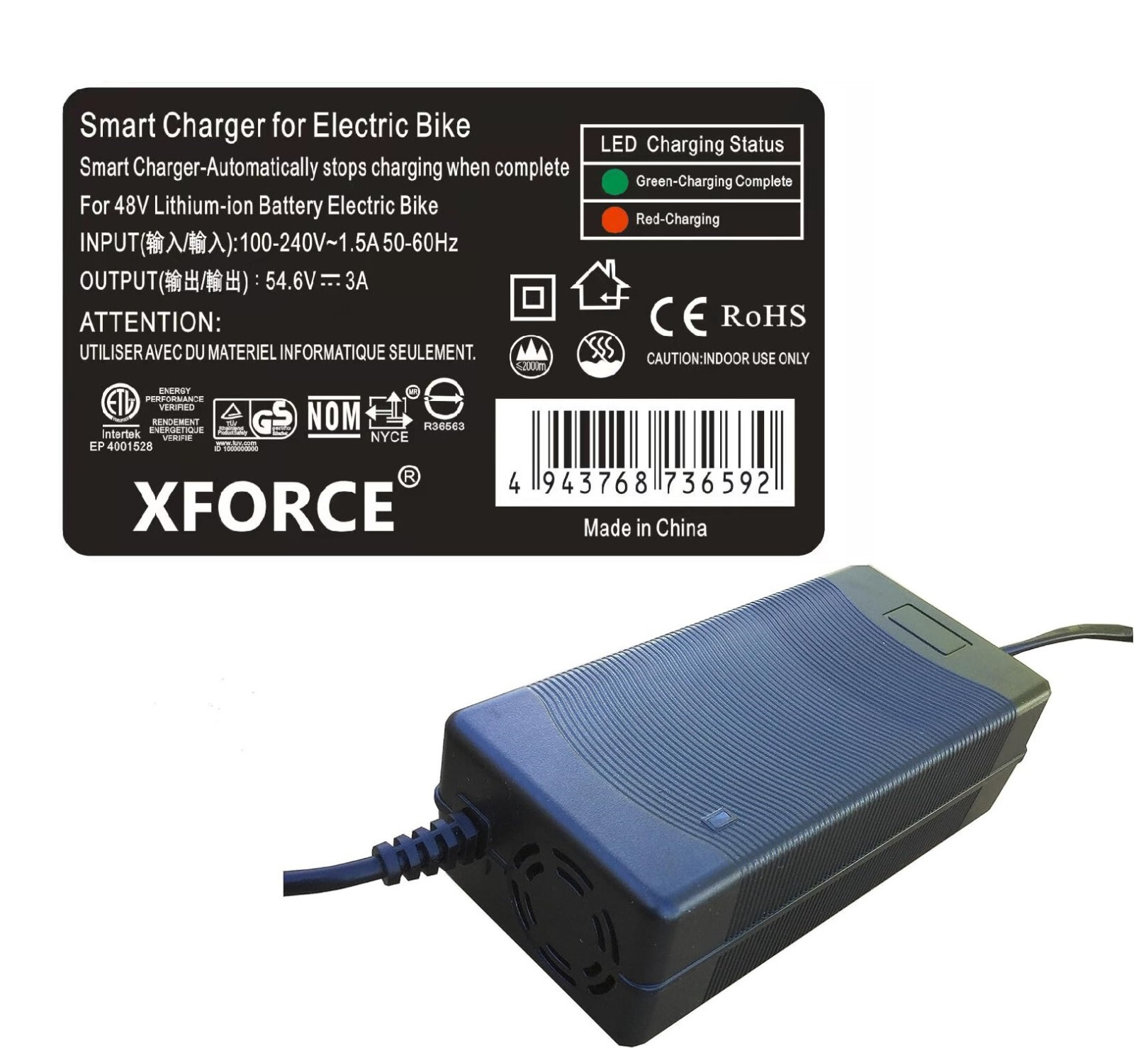 3 Amps Smart Charger for Macfox X1S Commuter Electric Bike
