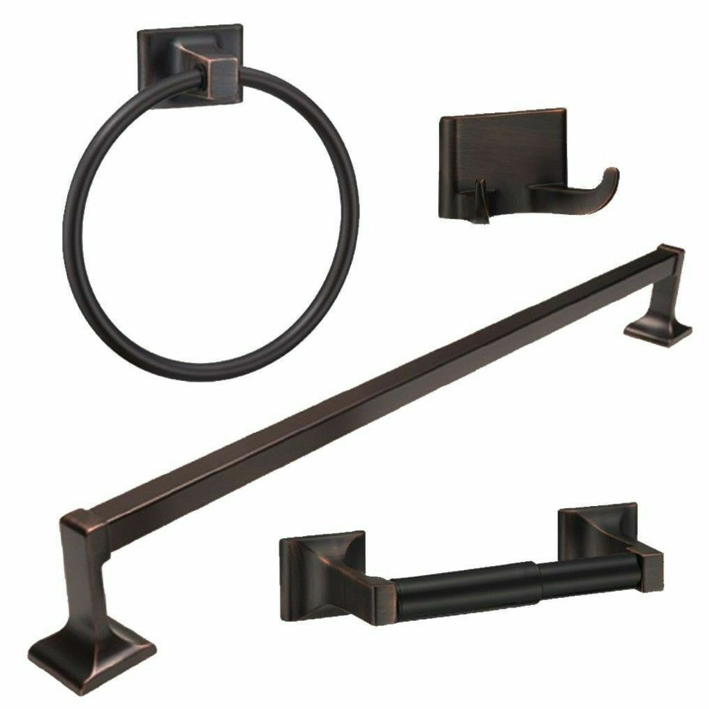 Oil Rubbed Bronze 4 Piece Bathroom Hardware Bath Accessory Set