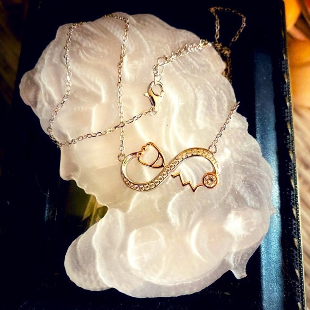 Stethoscope Infinity Sterling Silver CZ Necklace