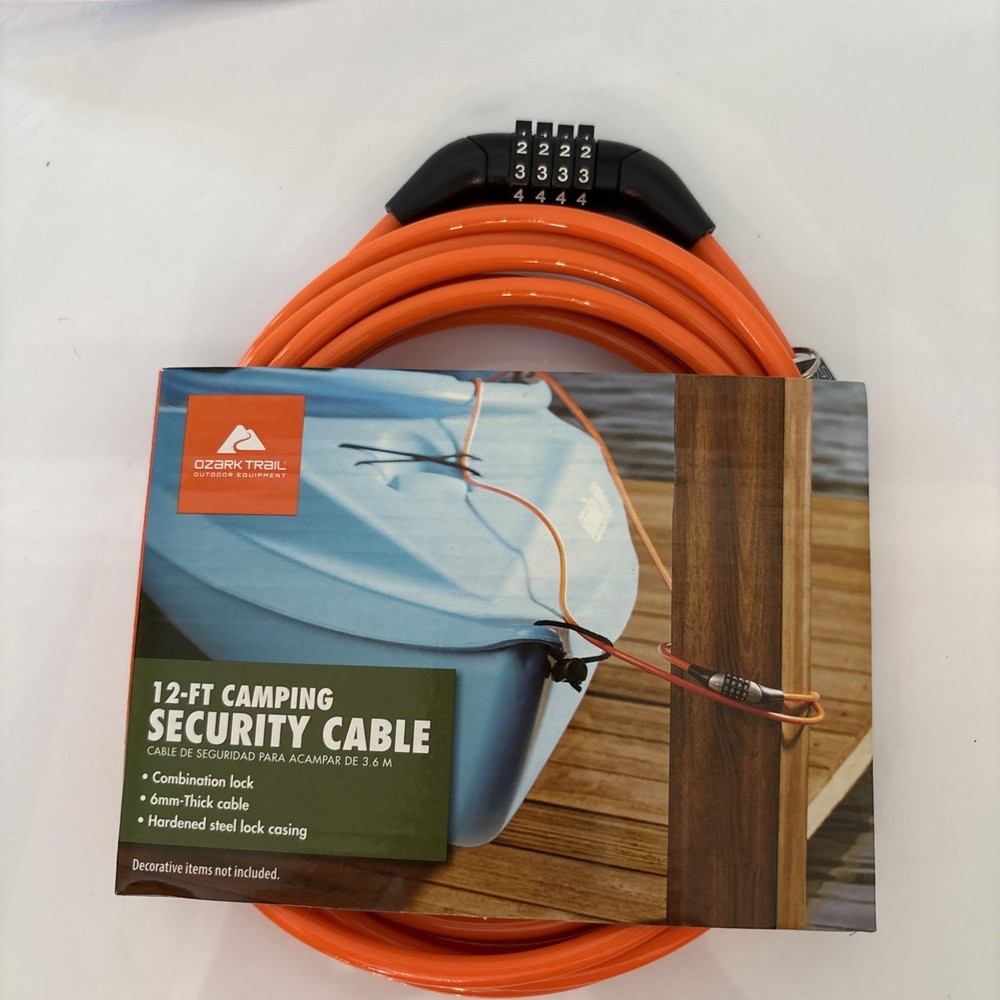 Ozark Trail 12ft Camping Security Cable with Combination Lock  ready to ship